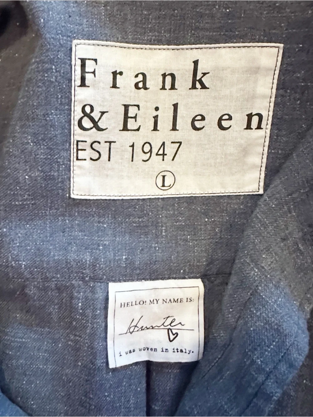 Frank & Eileen Hunter Shirt Dress Heathered Atlantic Blue Cotton Coastal LARGE